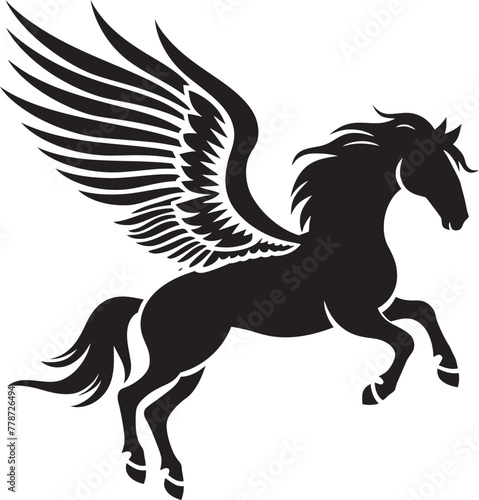 Fototapeta Naklejka Na Ścianę i Meble -  Celestial Canter Pegasus Horse Logo Vector Ethereal Equine Elegance Pegasus Emblem Design Icon