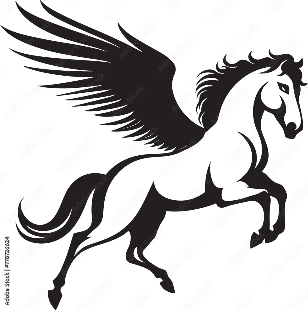 Skybound Spirit Pegasus Horse Icon Design Ethereal Equestrian Pegasus Logo Vector Emblem