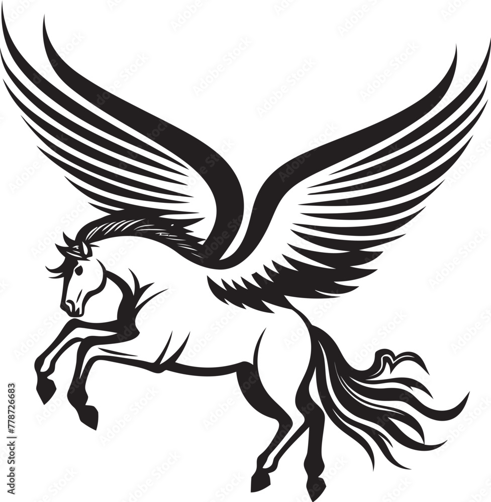 Ethereal Equine Pegasus Horse Icon Design Mythical Flight Pegasus Logo Vector Emblem Ethereal Equine Pegasus Horse Icon Design Mythical Flight Pegasus Logo Vector Emblem