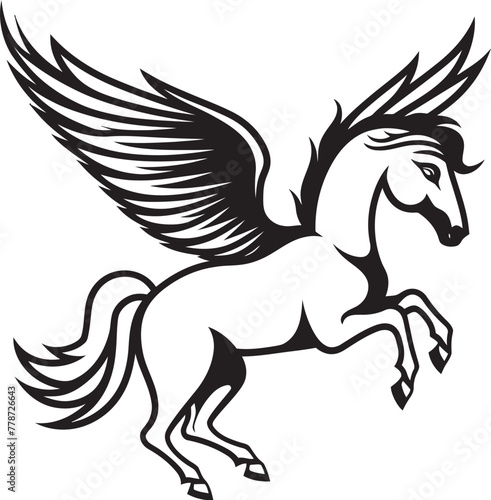Fototapeta Naklejka Na Ścianę i Meble -  Celestial Canter Pegasus Horse Icon Design Wings of Majesty Pegasus Logo Vector Emblem