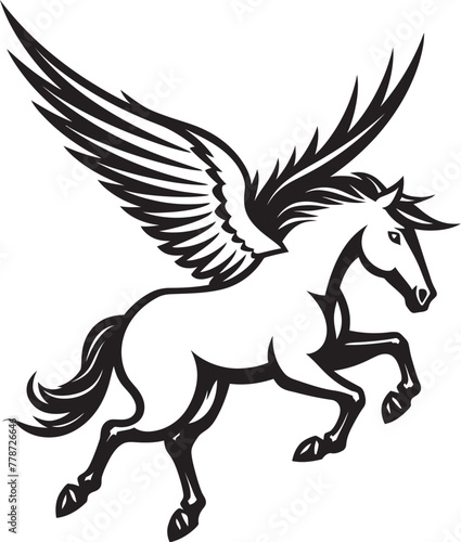 Skyborne Serenity Pegasus Horse Icon Design Divine Glide Pegasus Logo Vector Emblem