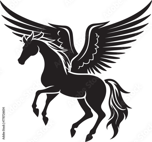 Fototapeta Naklejka Na Ścianę i Meble -  Ethereal Equine Pegasus Horse Icon Design Mythical Flight Pegasus Logo Vector Emblem