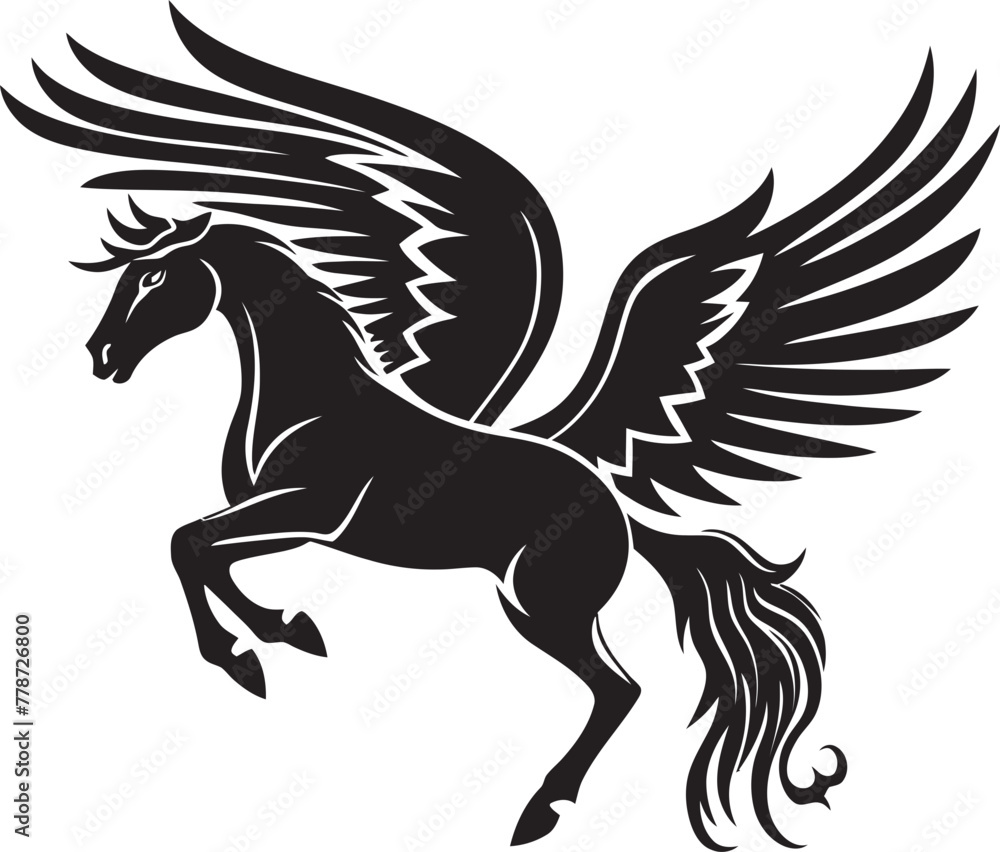 Celestial Canter Pegasus Horse Icon Design Wings of Majesty Pegasus Logo Vector Emblem