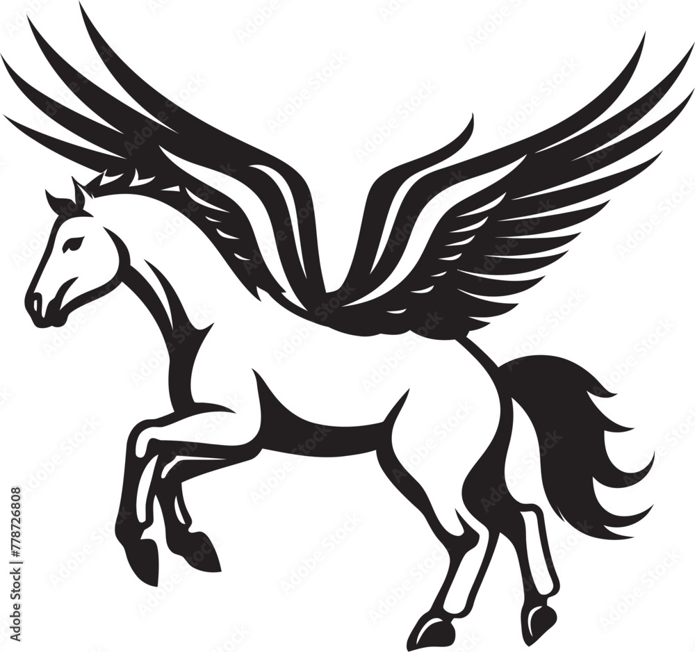 Fototapeta premium Mythical Flight Pegasus Logo Vector Emblem Skybound Spirit Pegasus Horse Icon Design