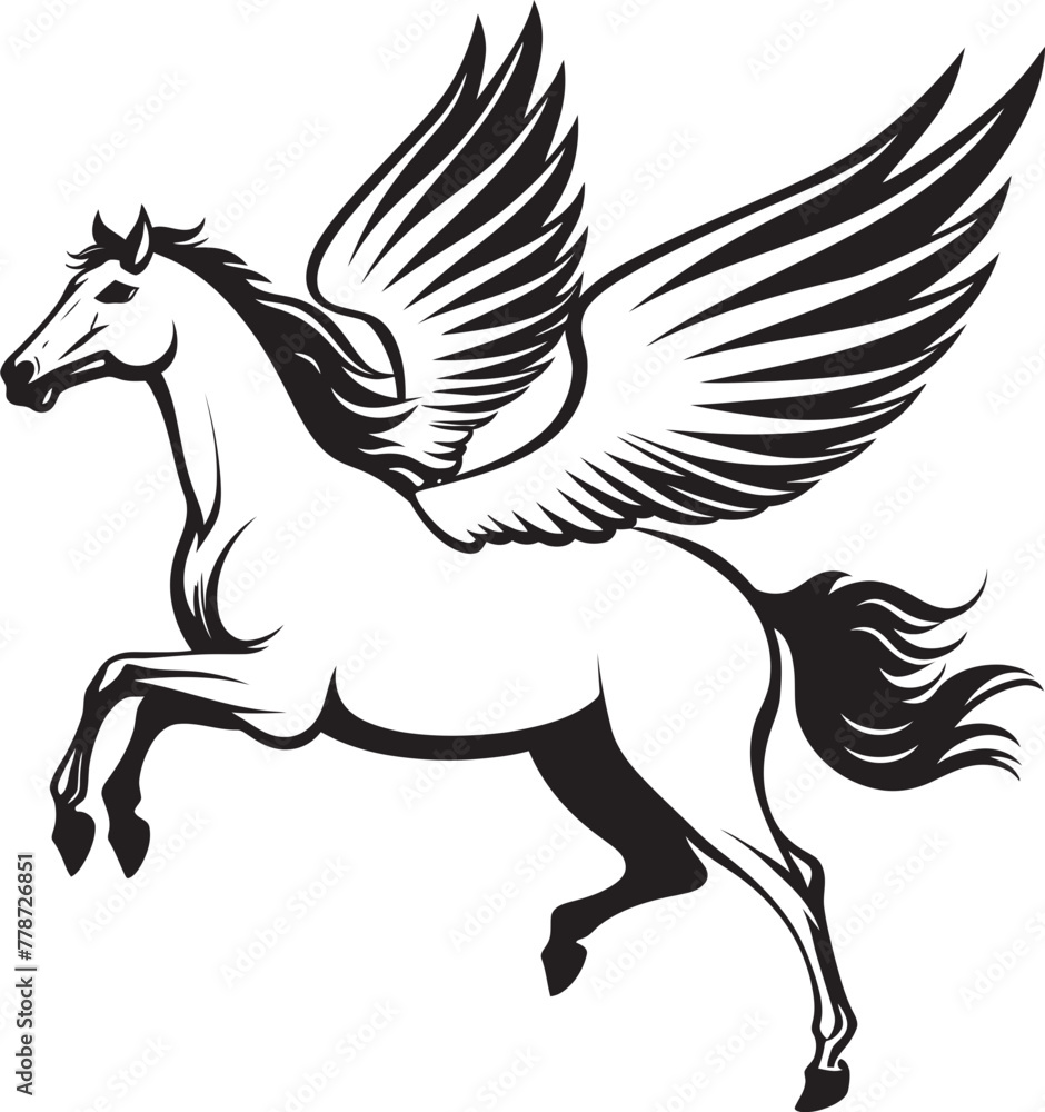 Mythical Flight Pegasus Logo Vector Emblem Skybound Spirit Pegasus Horse Icon Design Mythical Flight Pegasus Logo Vector Emblem Skybound Spirit Pegasus Horse Icon Design
