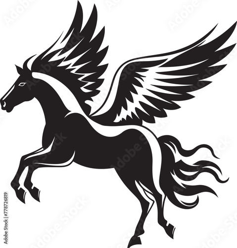 Skyborne Steed Pegasus Icon Vector Emblem Winged Wonder Pegasus Horse Logo Design