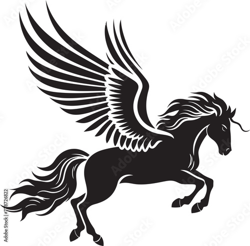 Ethereal Equestrian Pegasus Logo Vector Emblem Celestial Canter Pegasus Horse Icon Design