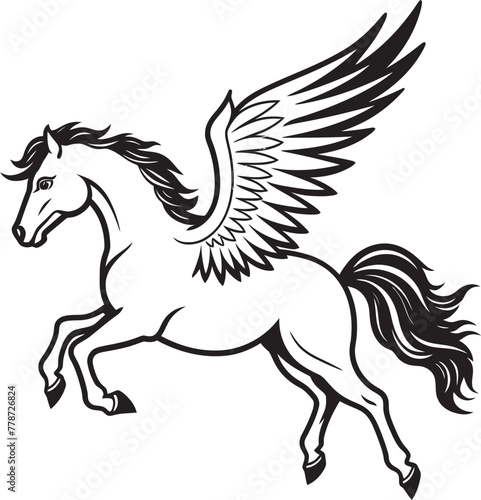 Divine Glide Pegasus Logo Vector Emblem Airborne Beauty Pegasus Horse Icon Design