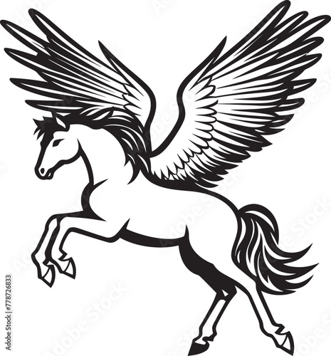 Winged Guardian Pegasus Horse Icon Design Celestial Glide Pegasus Logo Vector Emblem