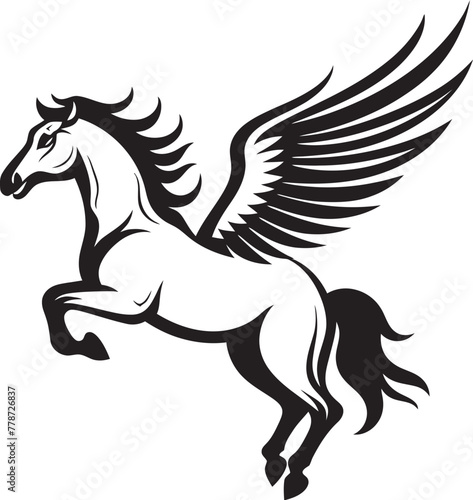 Ethereal Equine Pegasus Horse Icon Design Mythical Flight Pegasus Logo Vector Emblem