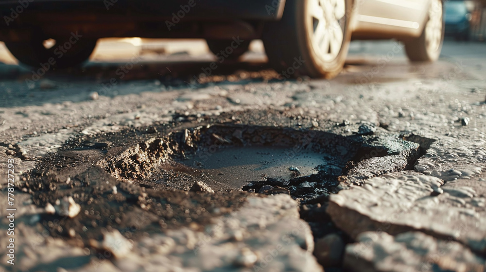 Very bad quality of road surface on the main street of the city Very bad quality of road surface on the main street of the city