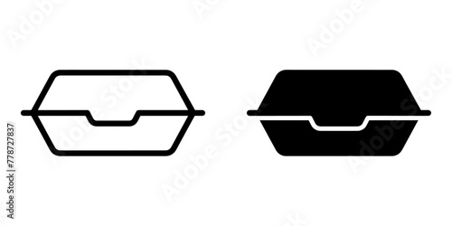 ofvs574 OutlineFilledVectorSign ofvs - take away food container vector icon . take-away eco-friendly tableware sign . isolated transparent . black outline filled version . AI 10 / EPS 10 . g11917