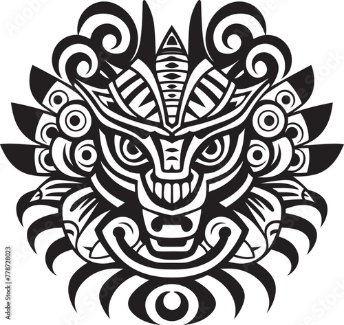 Sacred Serpent Symbolism Quetzalcoatl Icon Design Mythical Guardian Representation Quetzalcoatl Emblem Logo