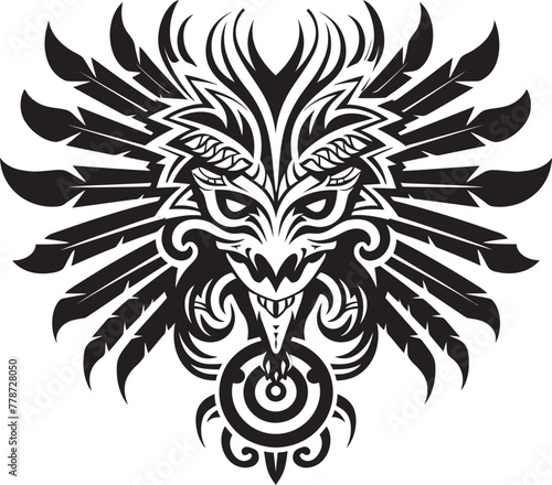 Feathered Serpent Legacy Quetzalcoatl Symbol Icon Aztec Deity in Design Quetzalcoatl Vector Emblem