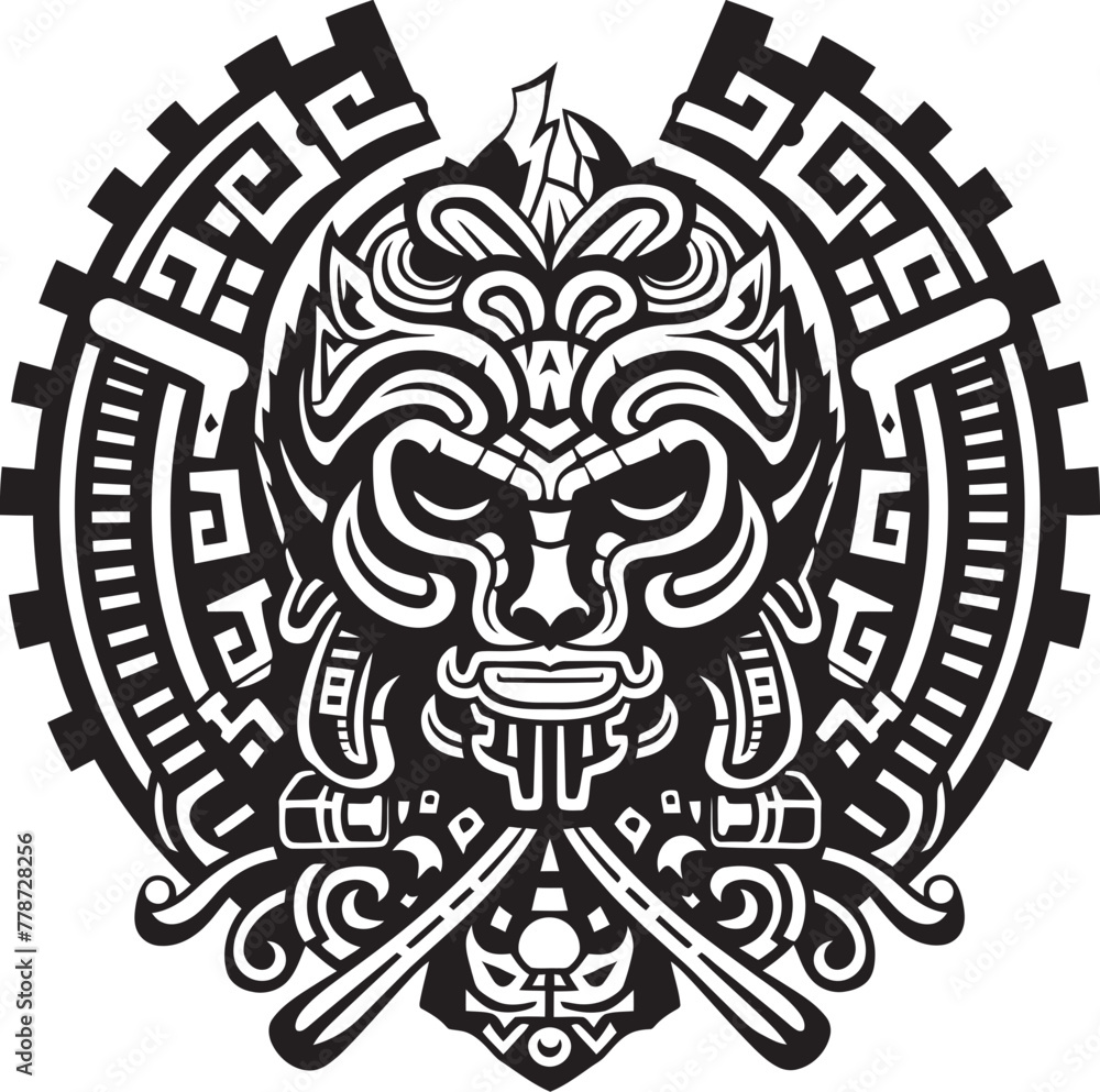 Iconic Feathered Serpent Quetzalcoatl Emblem Logo Ancient Divinity Depiction Quetzalcoatl Symbol Icon