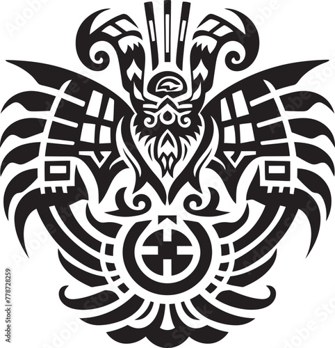 Legendary Aztec Deity Quetzalcoatl Icon Emblem Quetzalcoatls Majesty Symbolic Logo Vector