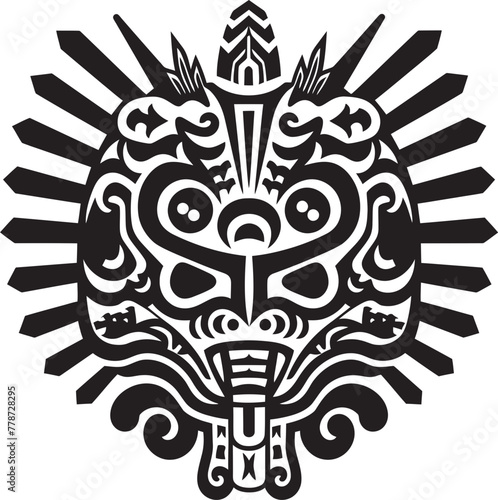 Fototapeta Naklejka Na Ścianę i Meble -  Legendary Quetzalcoatl Mark Symbolic Vector Design Aztec Culture Representation Quetzalcoatl Icon Emblem
