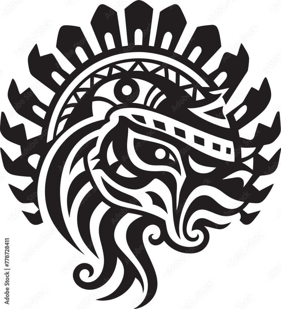 Mesoamerican Mythology in Design Quetzalcoatl Symbol Ancient Divinity Depiction Quetzalcoatl Logo Vector