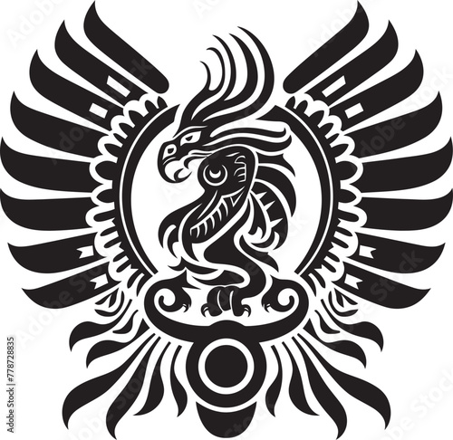 Aztec Deity Mark Quetzalcoatl Logo Design Icon Mythical Feathered Being Quetzalcoatl Symbol Vector Emblem