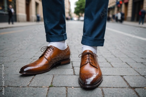 Feet of man in dress shoes
