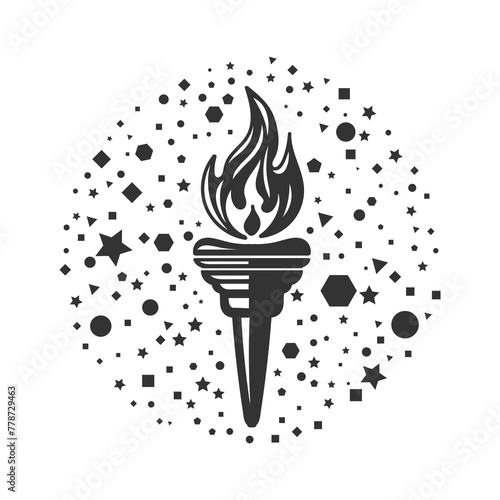 Vintage Retro Burning Torch Fire Flame for Sport Energy Illustration Design