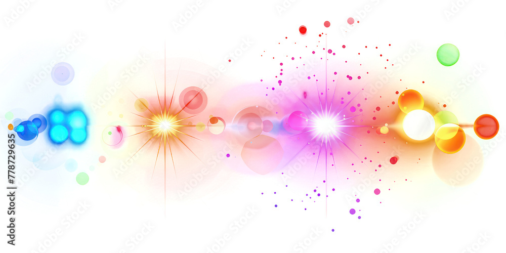 Set of glowing light effect with lens flare and star. light or sunlight reflection from lens. Stars in space  isolated on transparent png.