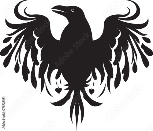 Heartfelt Raven Heart Vector Logo Design with Perched Bird Icon Ravens Reverie Perched Raven Vector Logo Design