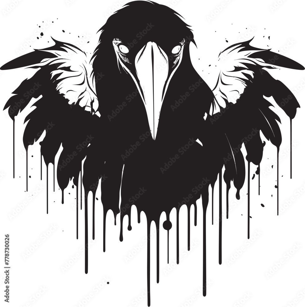 Naklejka premium Raven Affection Iconic Heart Vector Logo Design Hearts Companion Perched Raven Vector Logo