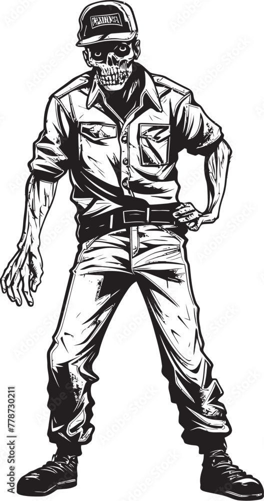 Dreadful Dressing Zombie in Cargo Pants Emblem Design Tattered Terror Scary Zombie Cargo Pants Logo Vector Dreadful Dressing Zombie in Cargo Pants Emblem Design Tattered Terror Scary Zombie Cargo Pants Logo Vector