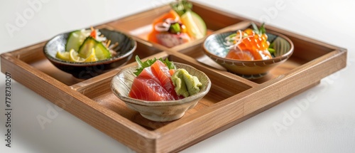 Sashimi served with traditional accompaniments