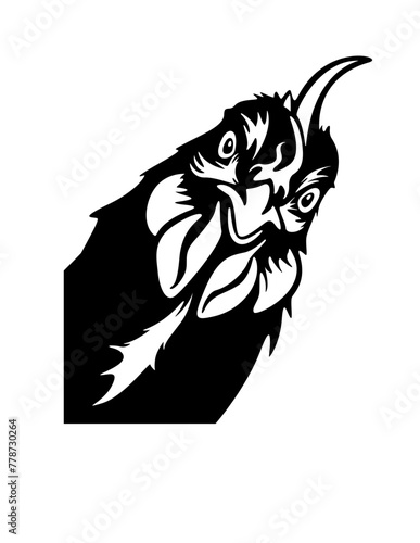 Peeking Chicken | Farm Animal | Rooster | Poultry & Livestock | Farm Life | Barn | Peeking Animals | Original Illustration | Vector and Clipart | Cutfile and Stencil