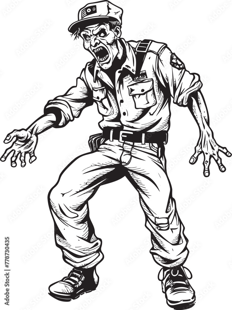 Apocalypse Apparel Vector Logo with Cargo Pants Zombie Ghastly Garb Scary Zombie in Cargo Pants Icon