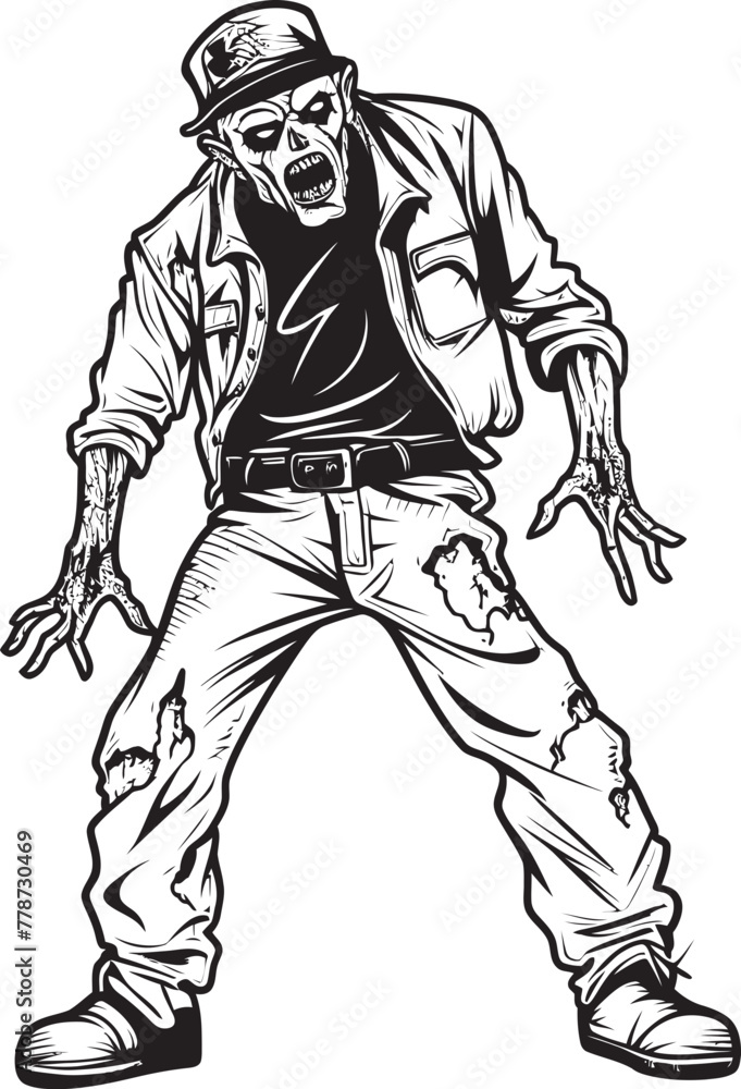 Horror Haul Cargo Pants Zombie Logo Design Haunting Apparel Zombie in Cargo Pants Vector Icon