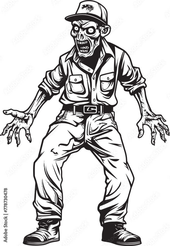 Cargo Chaos Scary Zombie Emblem Design with Cargo Pants Cargo Creep Vector Logo with Terrifying Zombie