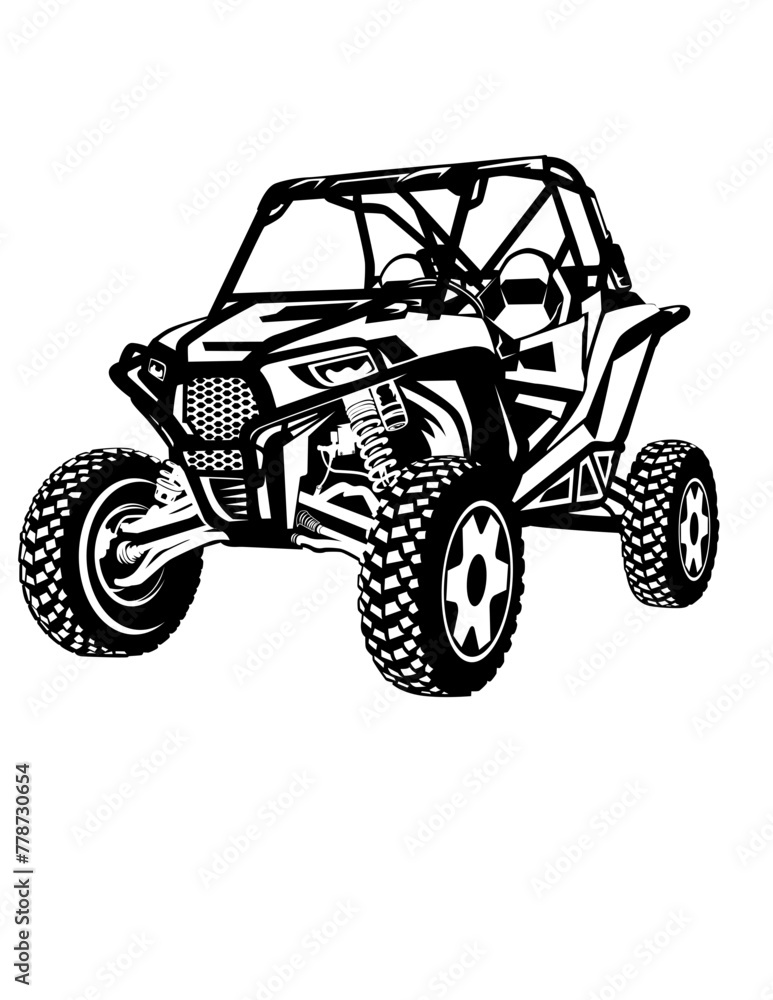 ATV | Off Road Vehicle | Mud Ride | All-terrain vehicle | Extreme Sports | Dirty 4 Wheels | ATV Quad | Mud Ride | Original Illustration | Vector and Clipart | Cutfile and Stencil