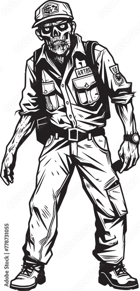 Fear Fashion Cargo Pants Zombie Vector Icon Haunting Threads Scary Zombie in Cargo Pants Logo Fear Fashion Cargo Pants Zombie Vector Icon Haunting Threads Scary Zombie in Cargo Pants Logo