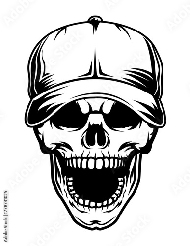 Skull Dad Life | Dead Man | Dad Skull | Human Skeleton Head | Skeleton Dad with Cap | Dead Life | #Dadlife | Gothic | Original Illustration | Vector and Clipart | Cutfile and Stencil
