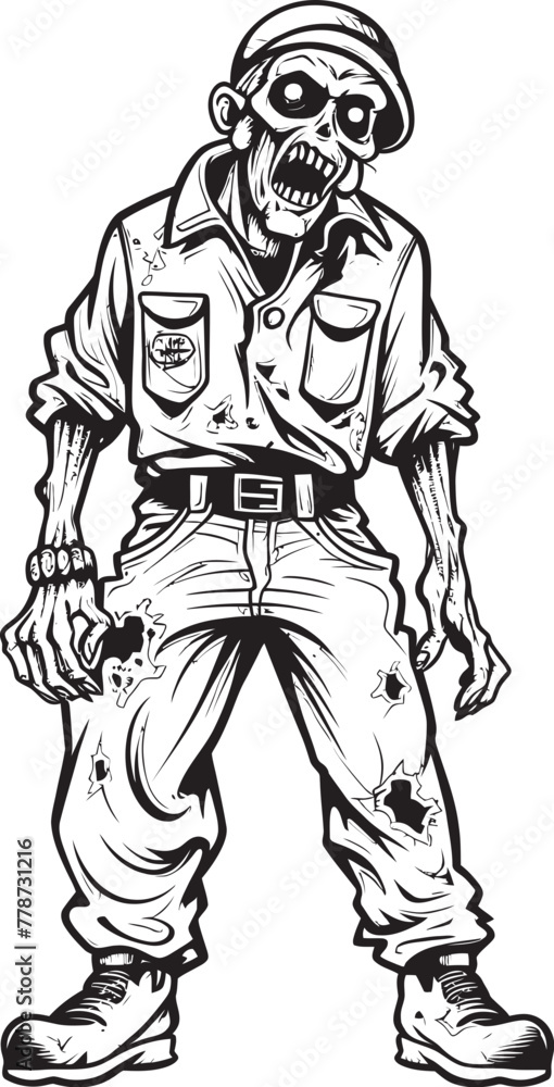 Fototapeta premium Pants of Peril Scary Zombie Cargo Pants Design Eerie Ensemble Zombie in Cargo Pants Icon