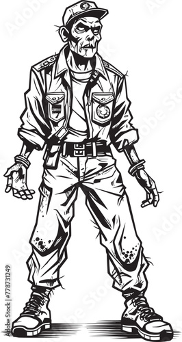 Haunting Threads Scary Zombie in Cargo Pants Icon Sinister Slacks Cargo Pants Zombie Vector Logo