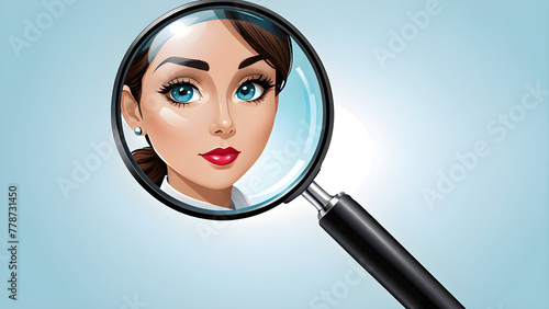 magnifying glass on the eye. magnifying glass looking for people. best job candidate concept. 