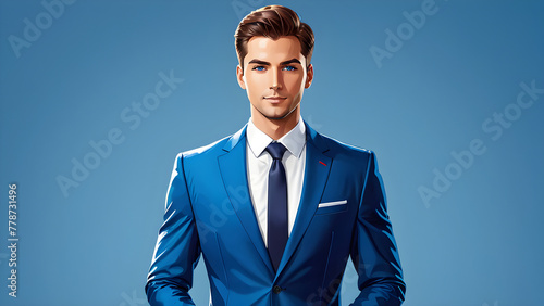 vector man in blue suit best job candidate concept. portrait of a businessman