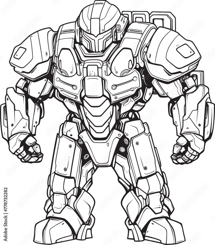 Fototapeta premium Mech Striker Macha Warrior Vector Logo Design Techno Samurai Sci Fi Warrior Icon