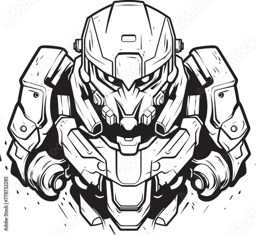 Mech Enforcer Macha Warrior Vector Logo Design Techno Sentinel Sci Fi Macha Warrior Icon