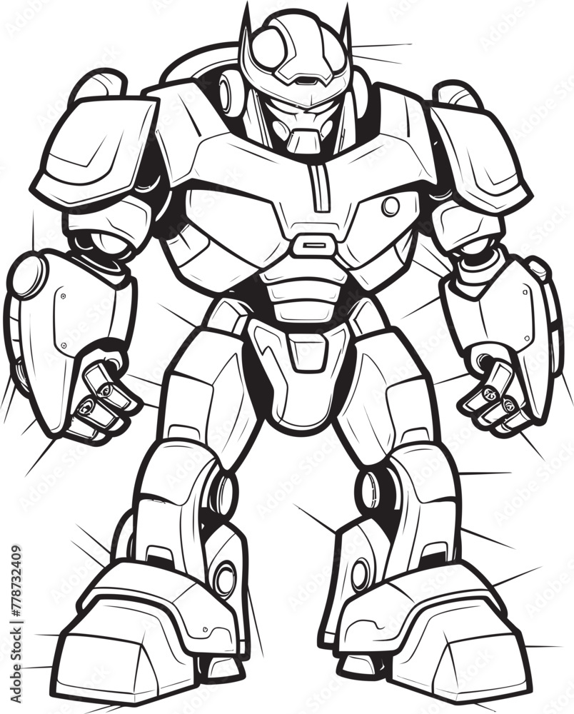 Fototapeta premium Cyber Samurai Macha Warrior Icon Mech Knight Vector Logo with Futuristic Warrior