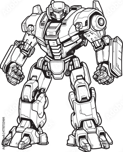 Cybernetic Guardian Macha Warrior Vector Logo Design Mech Striker Futuristic Warrior Icon