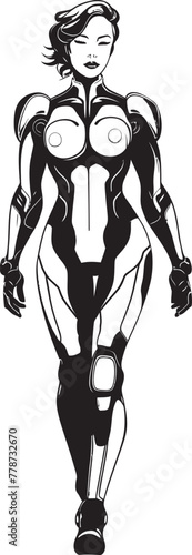 Cyber Siren Sci Fi Heroine Vector Logo Design Nova Crusader Futuristic Female Superhero Icon