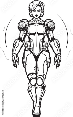 Cyber Siren Sci Fi Heroine Vector Logo Design Nova Crusader Futuristic Female Superhero Icon