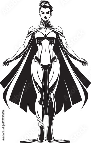 Nova Crusader Futuristic Female Superhero Icon Techno Valkyrie Vector Logo with Sci Fi Heroine