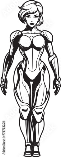 Nova Knight Vector Logo with Space age Heroine Quantum Queen Futuristic Heroine Icon Design