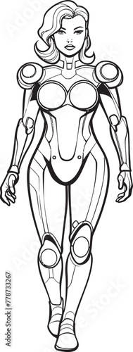 Quantum Crusader Vector Logo with Space age Heroine Cyber Nova Sci Fi Female Superhero Icon Design